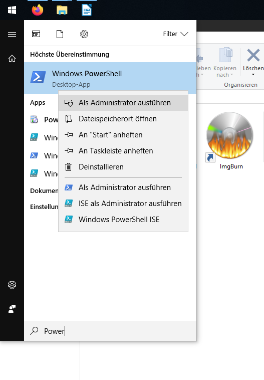 öffne Administrator-Powershell